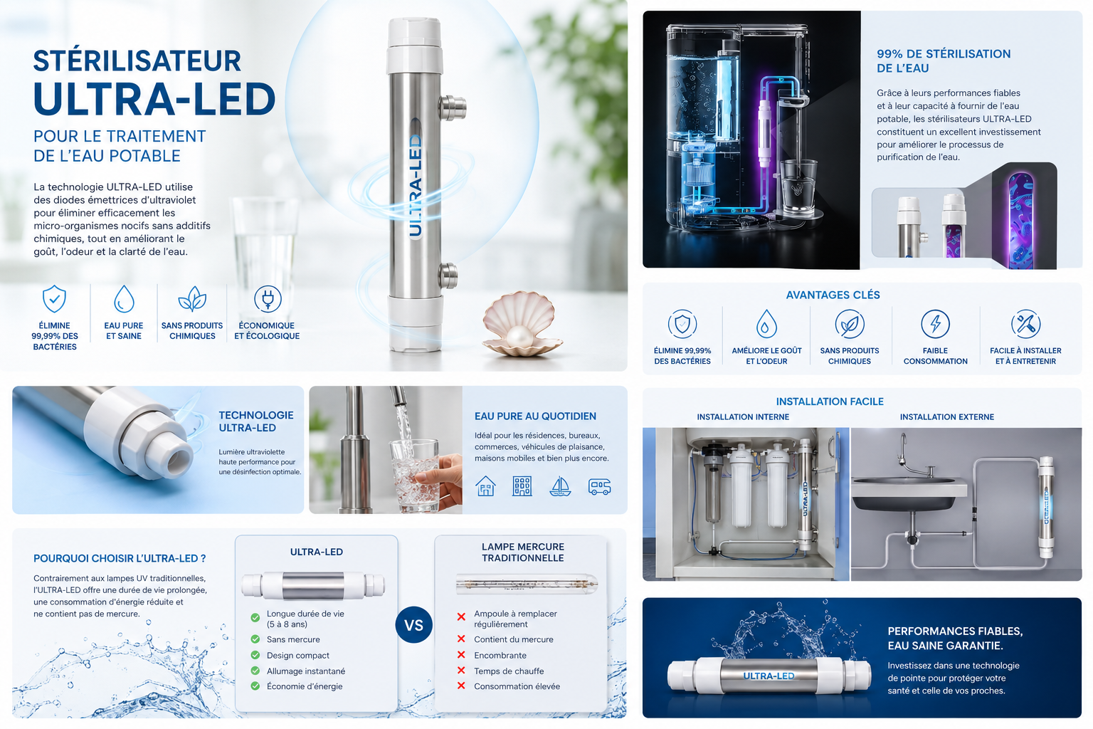 Stérilisateur UV-LED aluminium – 1 à 3 Lmin